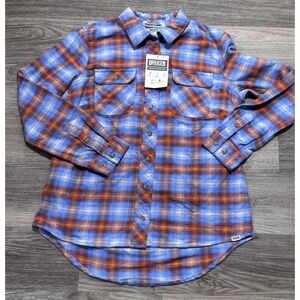 Duluth Trading Women's Folklore Flannel Shirt M Blue NWT Soft Double Brushed